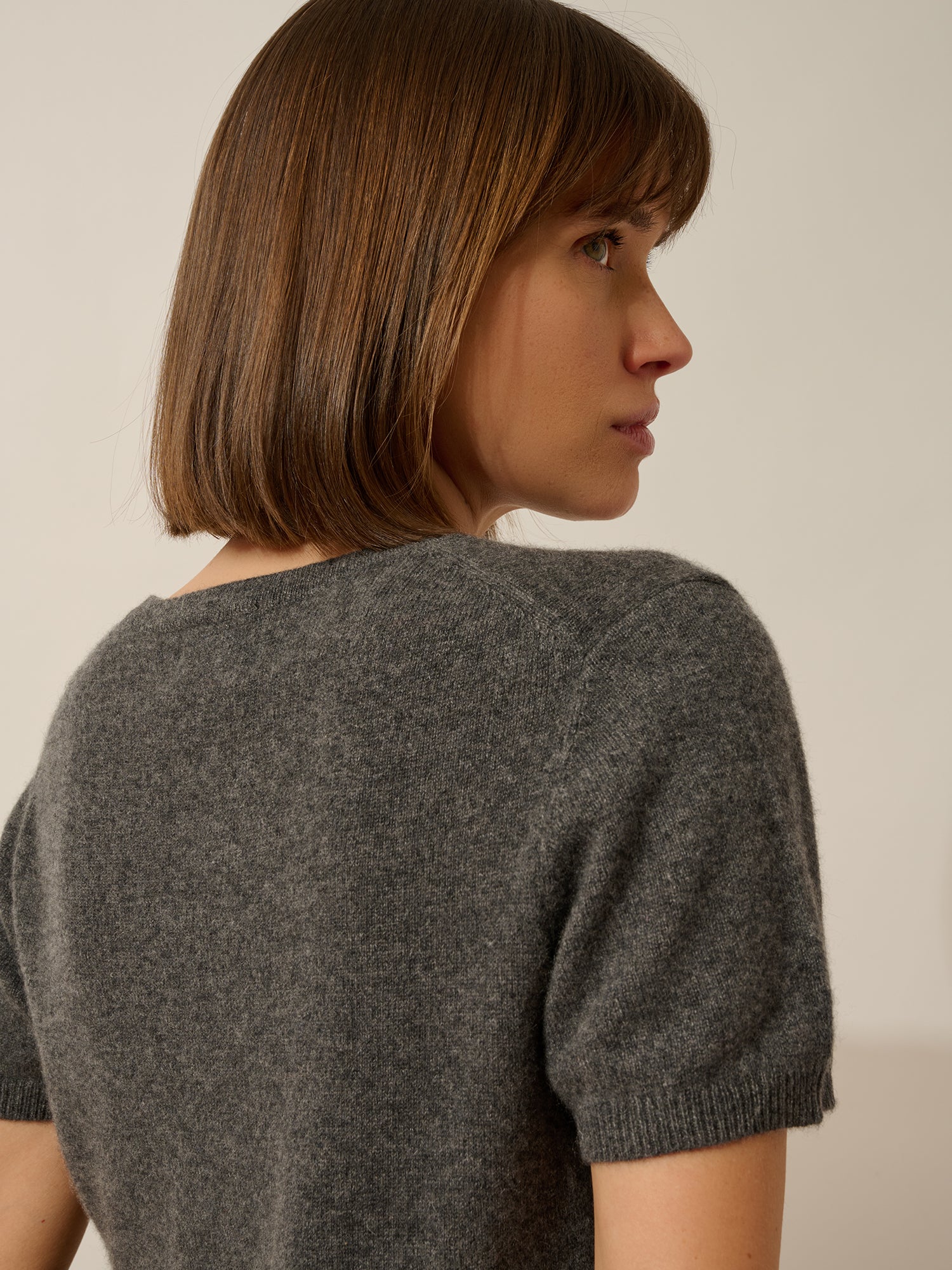 GLAMIS t-shirt col v anthracite chiné