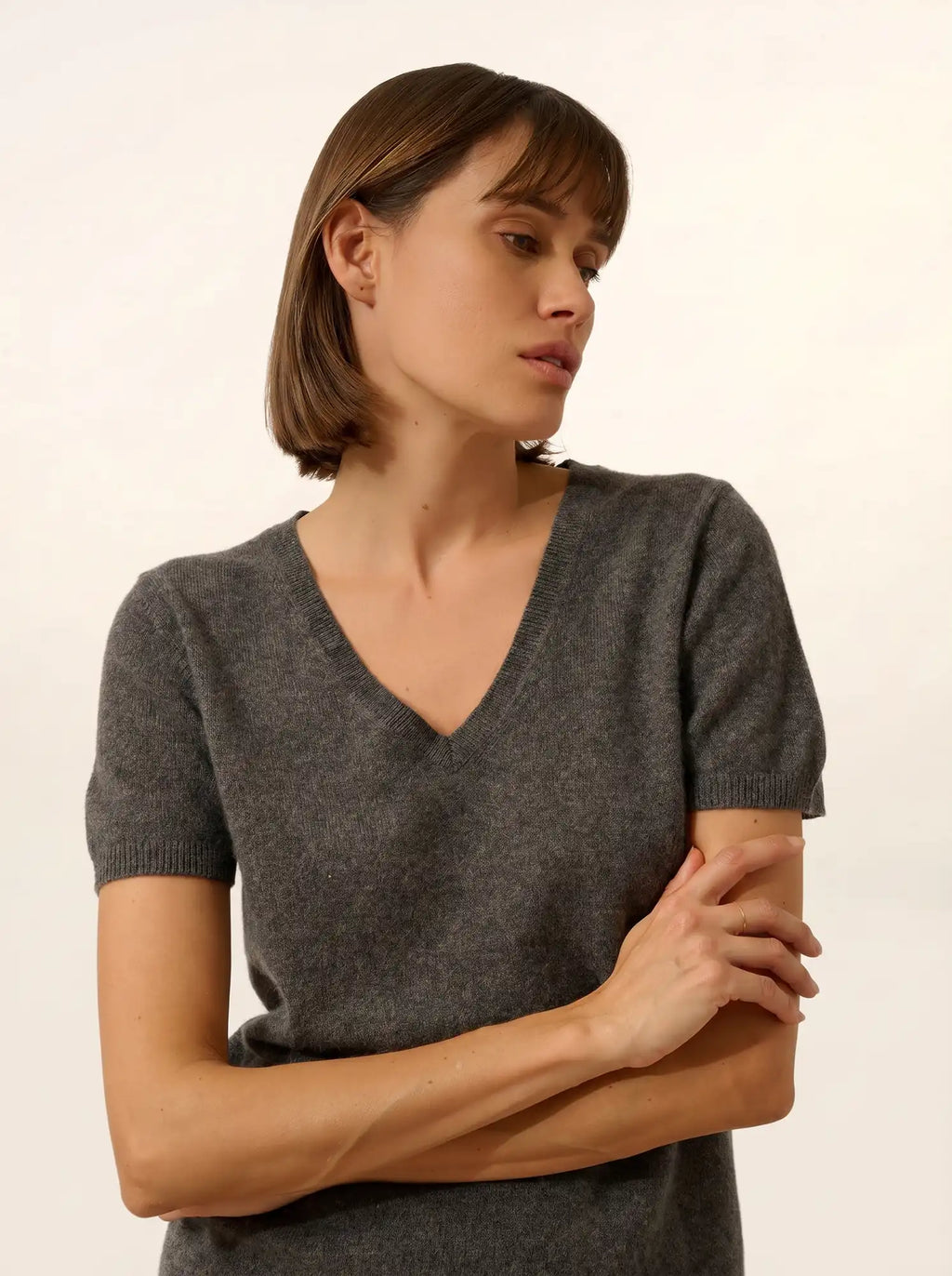 GLAMIS t-shirt v-ausschnitt anthrazit meliert