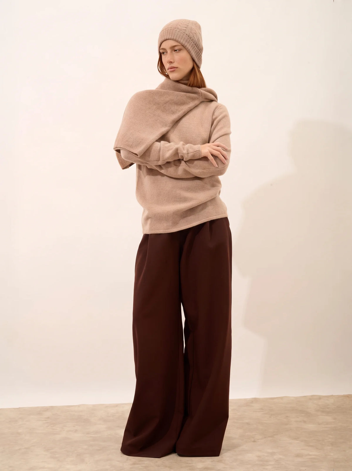 CLEO Mütze 4-fädig Camel meliert