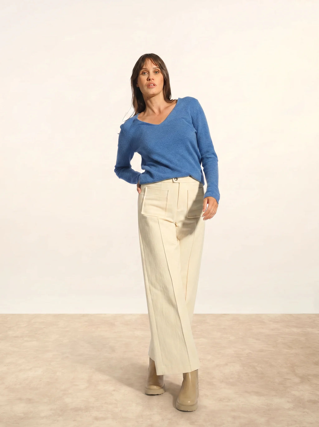 JOAN pullover v-ausschnitt blau denim