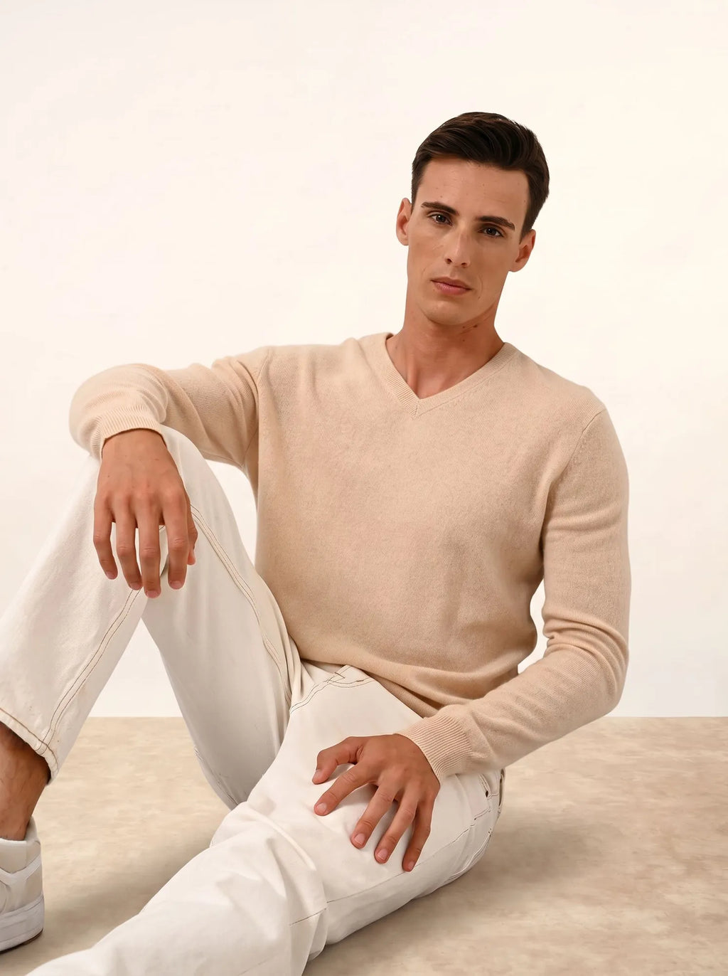 WALT pullover v-ausschnitt sand
