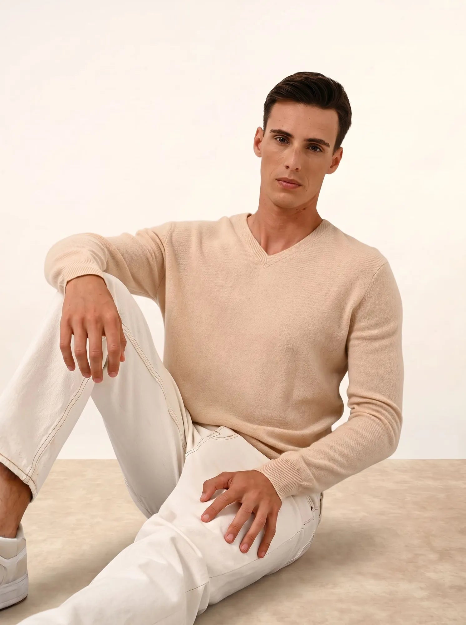 WALT pullover v-ausschnitt sand