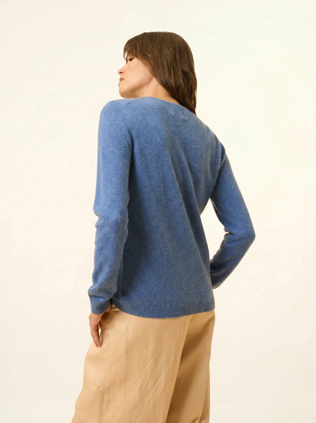 KATHARINE strickjacke rundhalsausschnitt blau denim