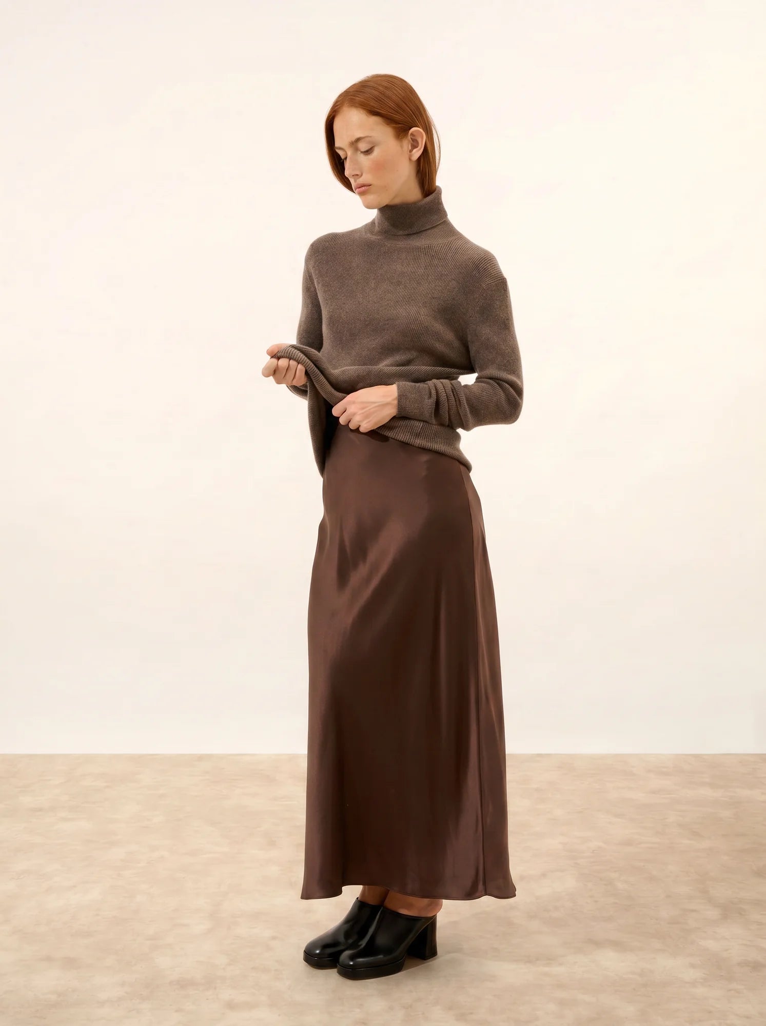 LANAIS pullover rollkragen taupe meliert