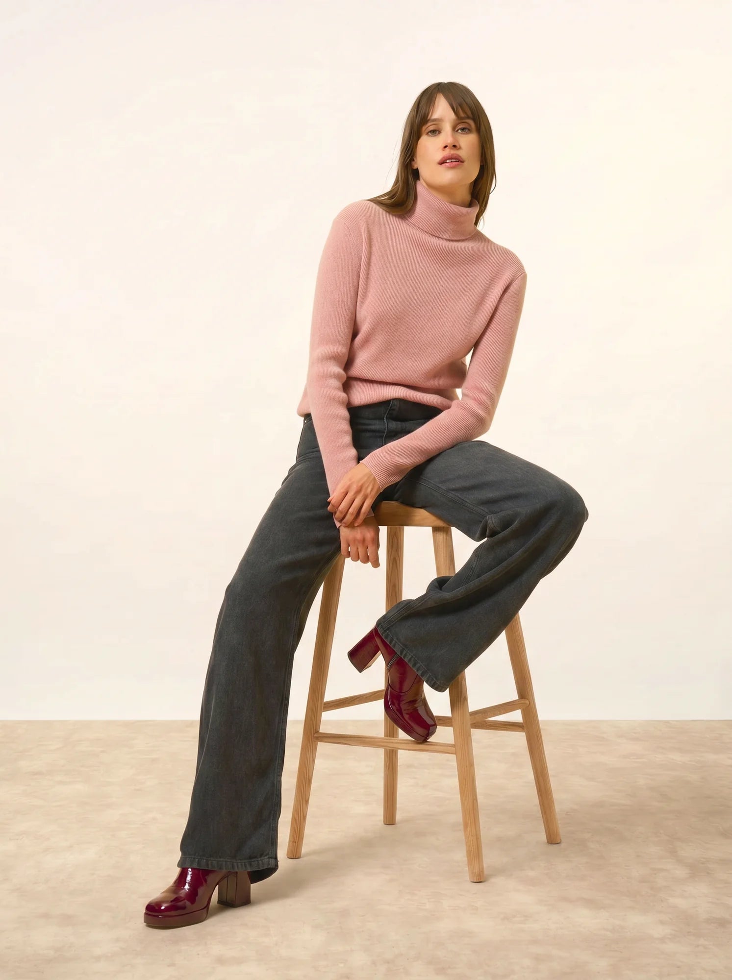 LANAIS pullover rollkragen bois de rosa