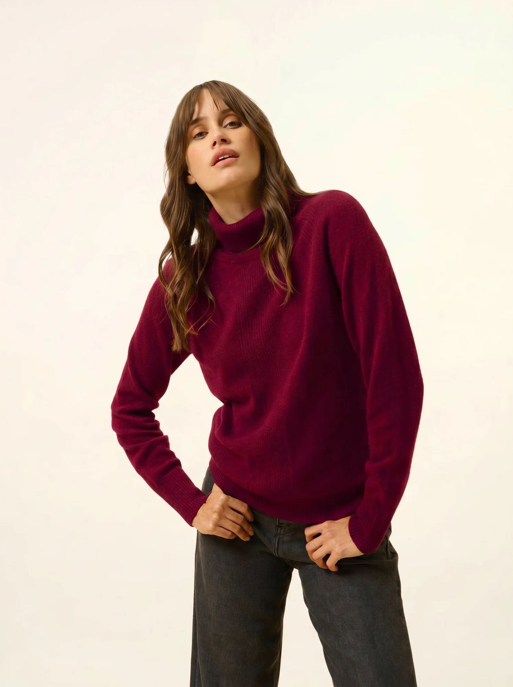 LILLY pullover rollkragen bordeaux