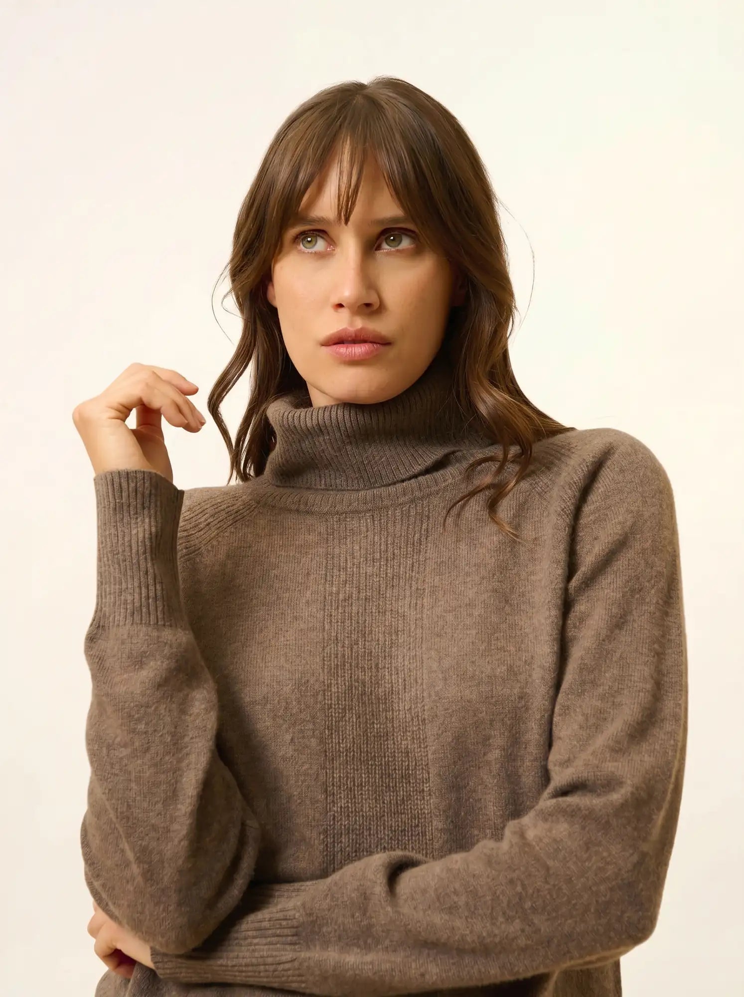 LILLY pullover rollkragen taupe meliert