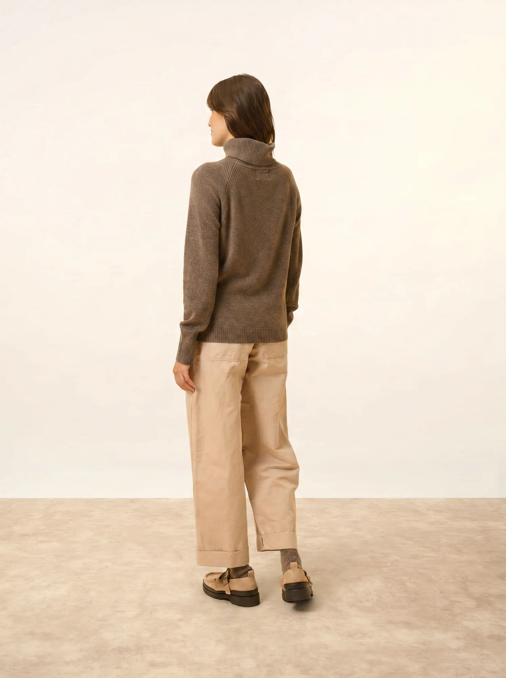 LILLY pullover rollkragen taupe meliert