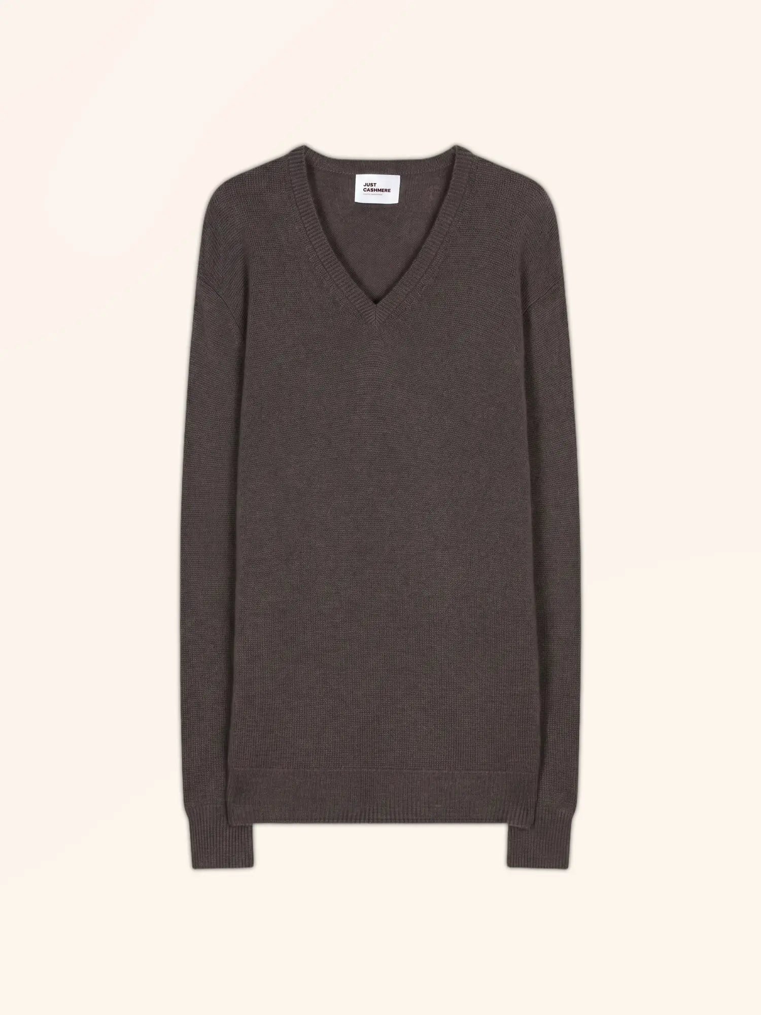 NATHAN pullover v-ausschnitt 4-fädig taupe meliert