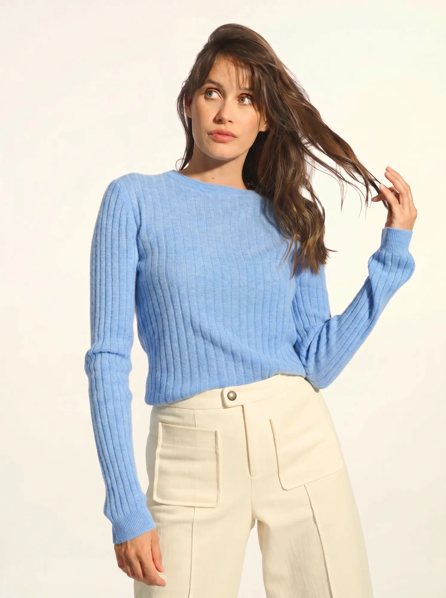 AVANA pullover rundhalsausschnitt himmelblau