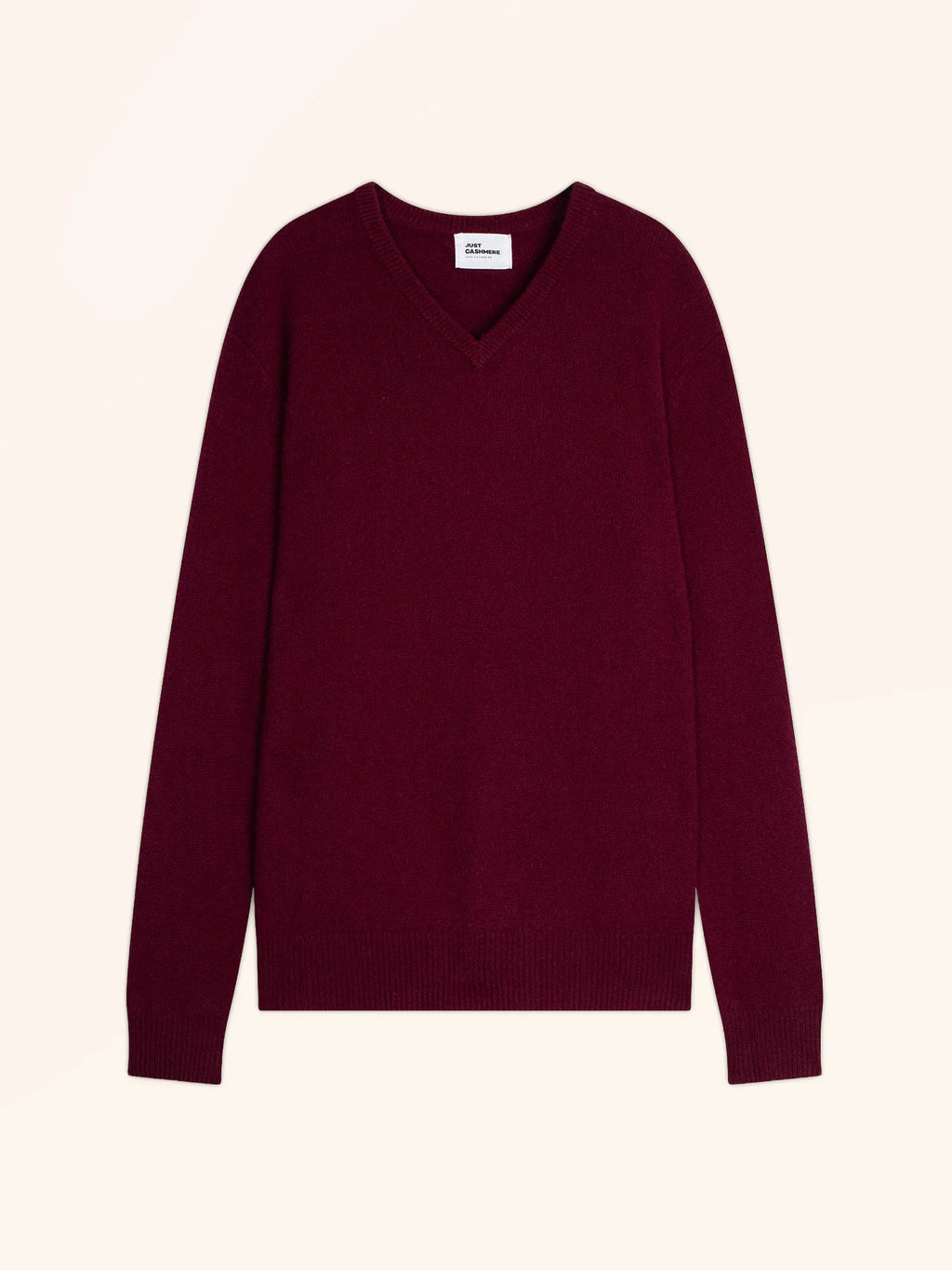 NATHAN pull col V 4 fils bordeaux