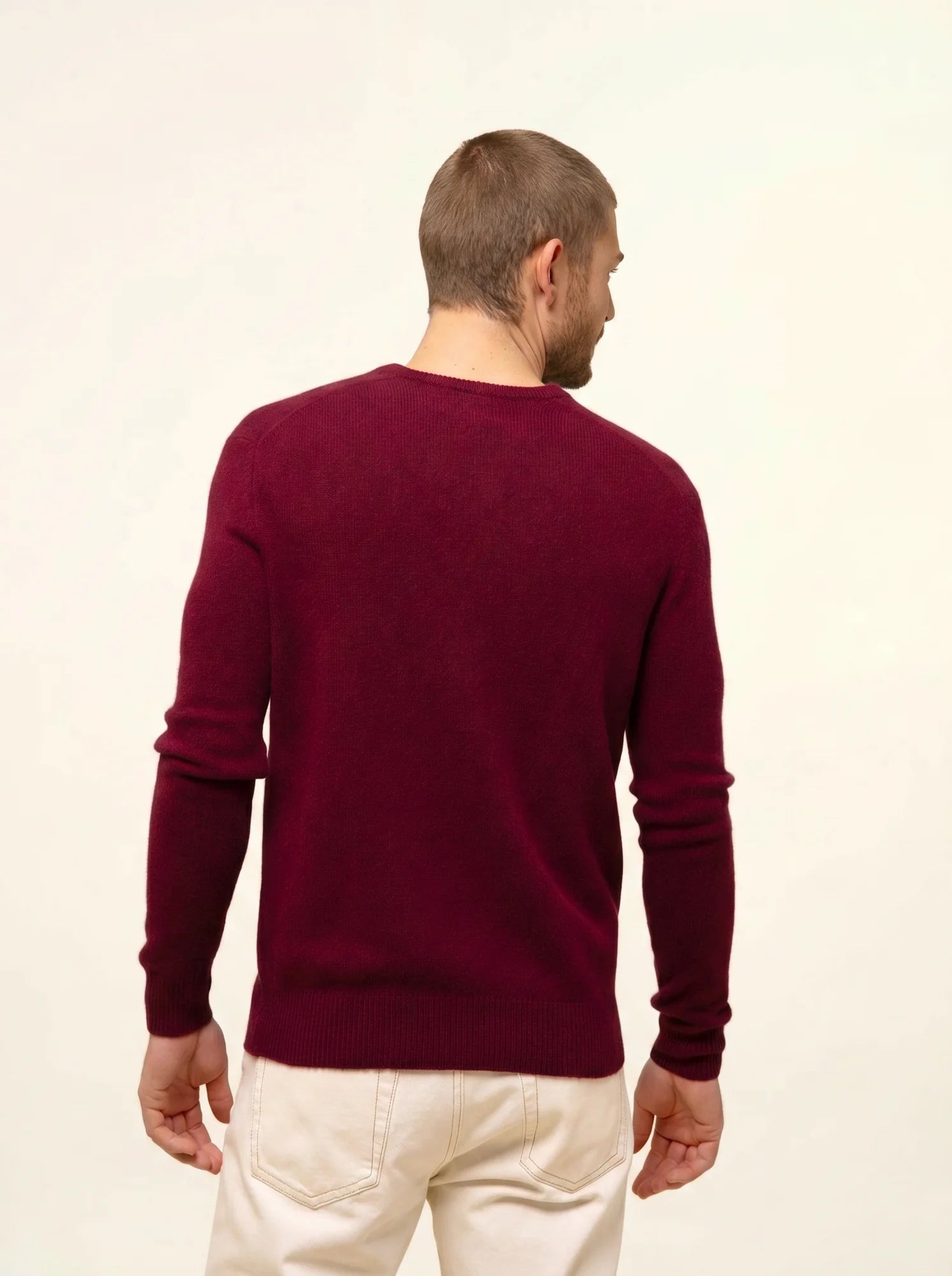 NATHAN pull col V 4 fils bordeaux