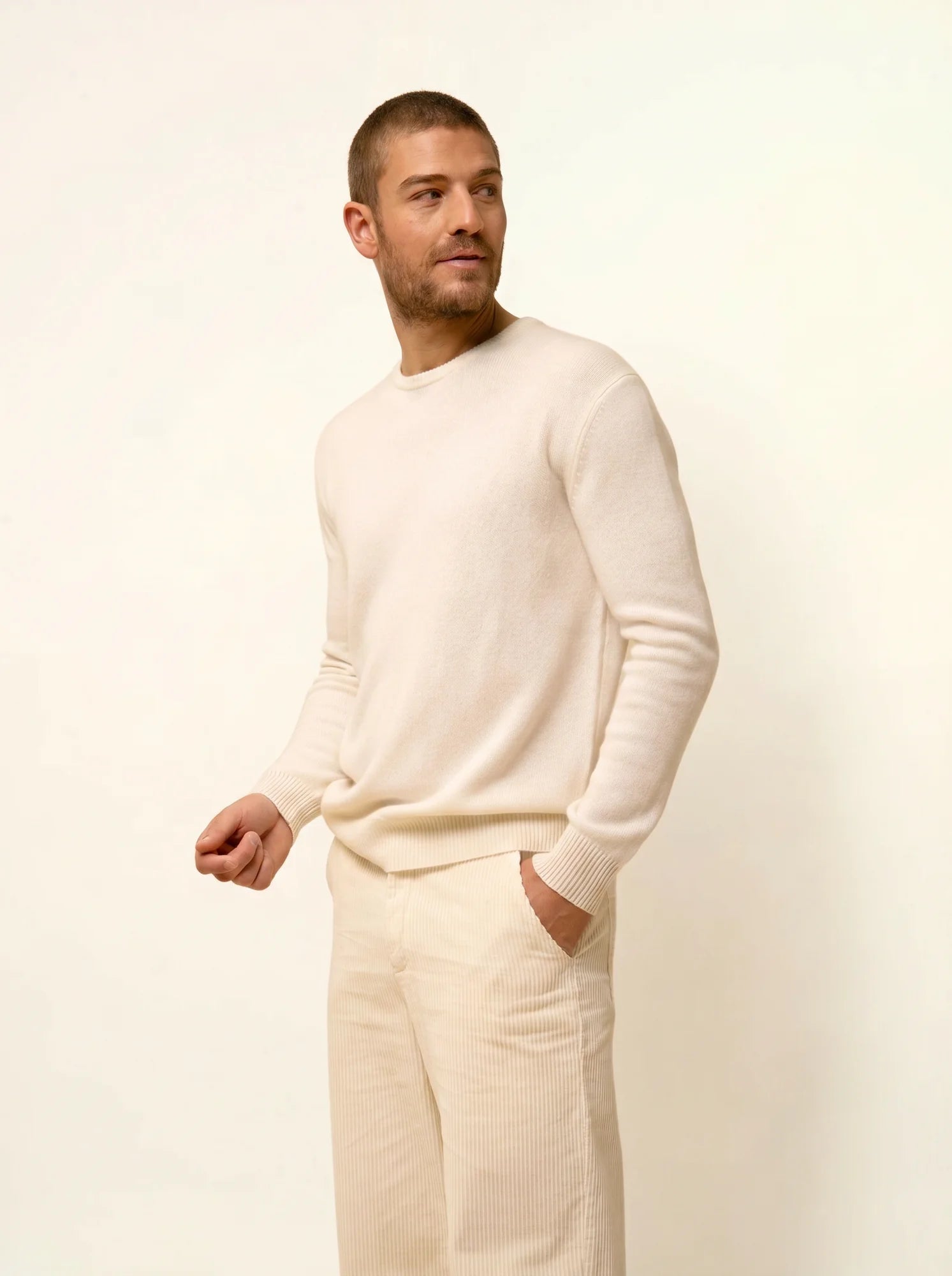 GABIN pull col rond 4 fils neige