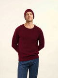 GABIN pull col rond 4 fils bordeaux