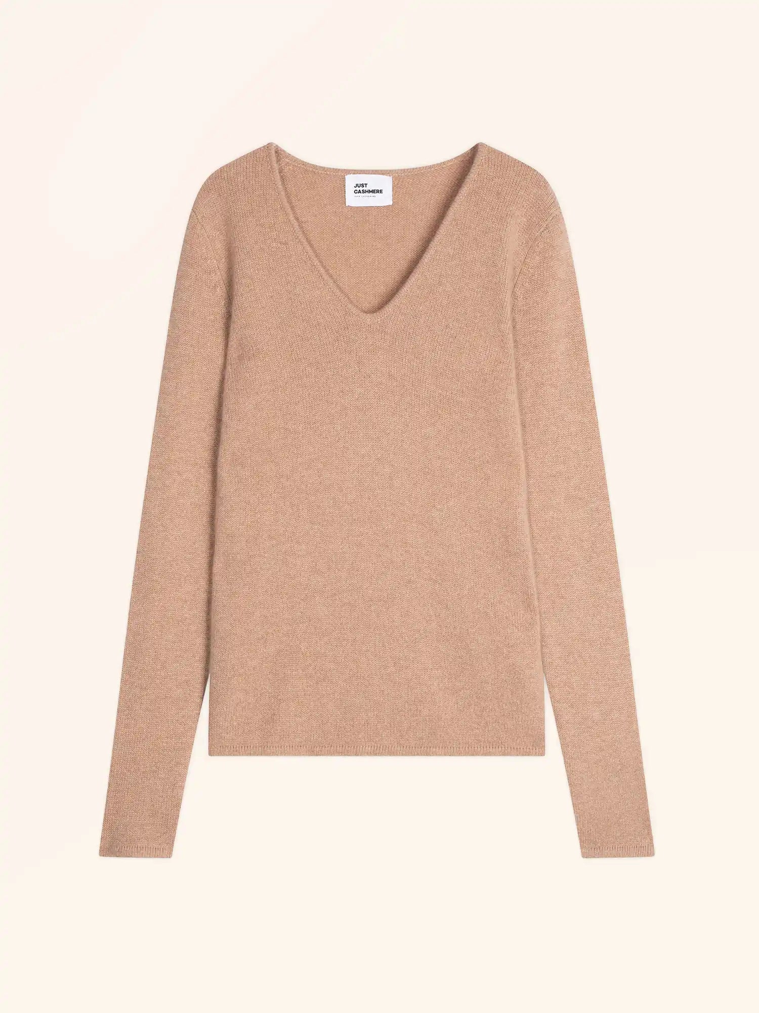 ABBY pullover v-ausschnitt 4-fädig camel meliert