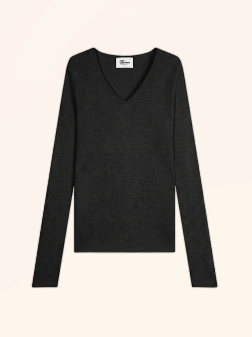 ABBY pull col V 4 fils noir