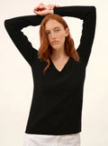 ABBY pullover v-ausschnitt 4-fädig schwarz