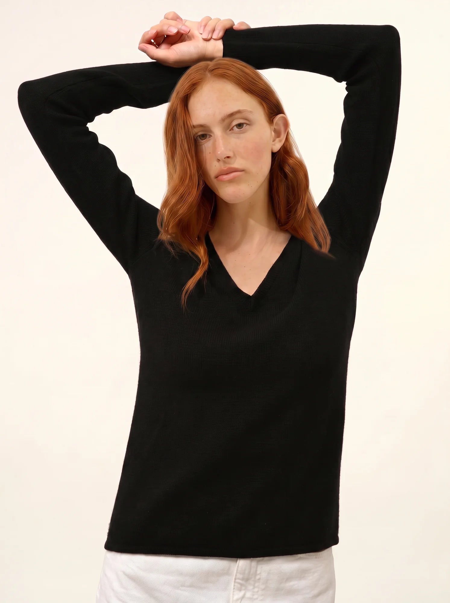 ABBY pullover v-ausschnitt 4-fädig schwarz