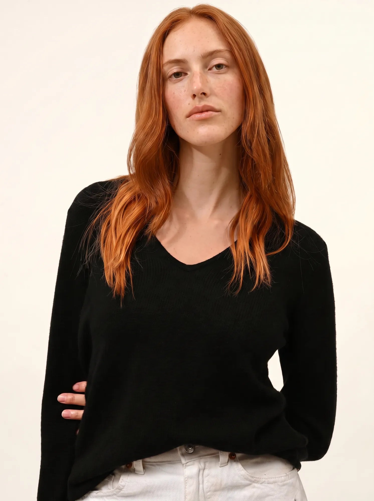 ABBY pullover v-ausschnitt 4-fädig schwarz