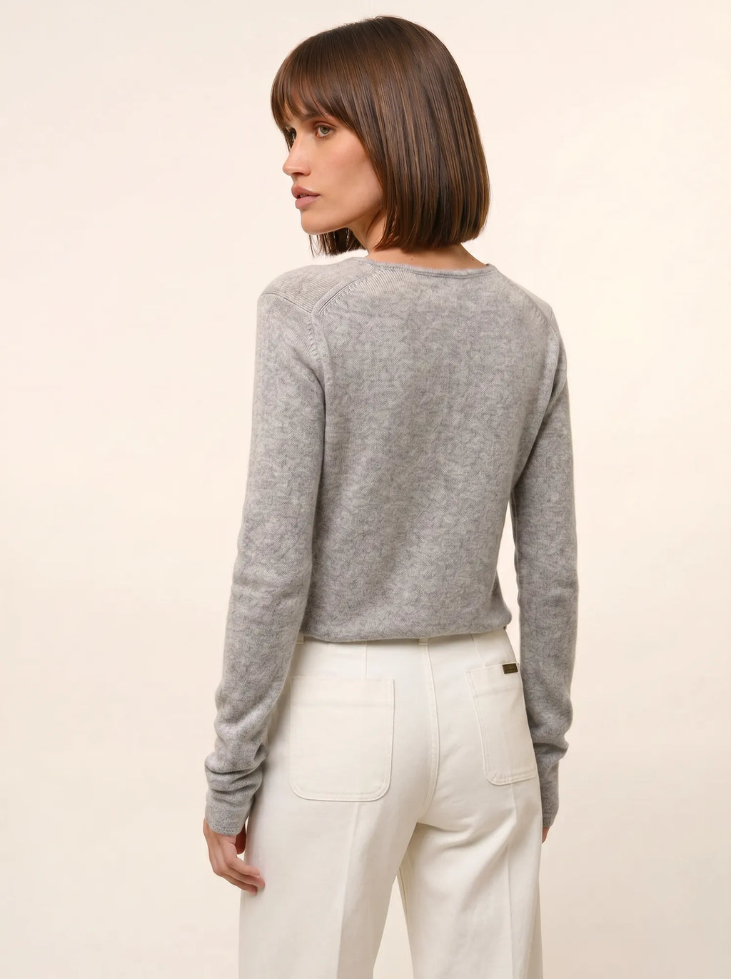 ABBY pullover v-ausschnitt 4-fädig wolke meliert