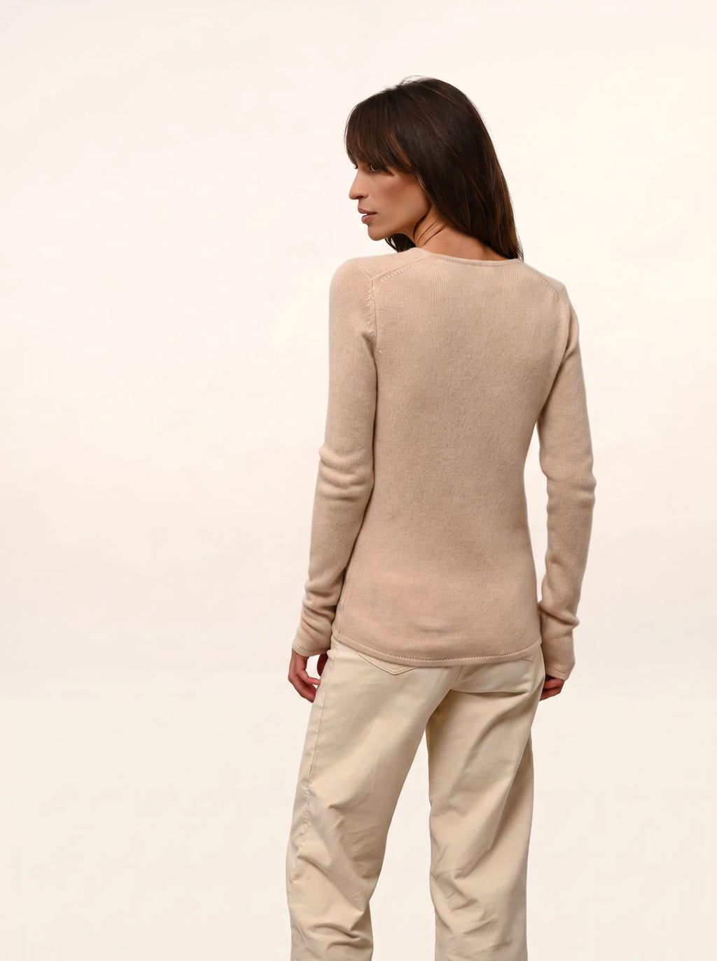 ABBY pullover v-ausschnitt 4-fädig sand