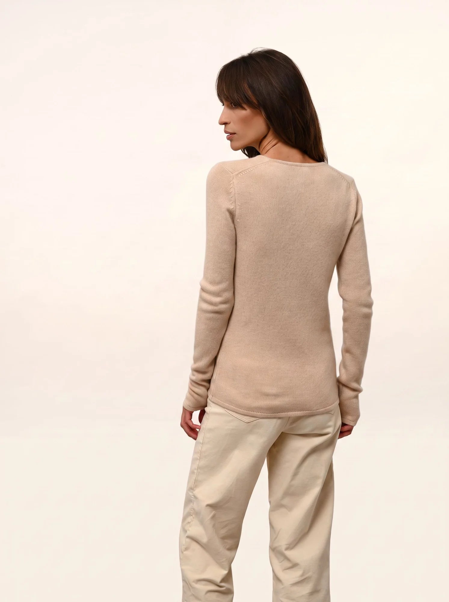 ABBY pullover v-ausschnitt 4-fädig sand