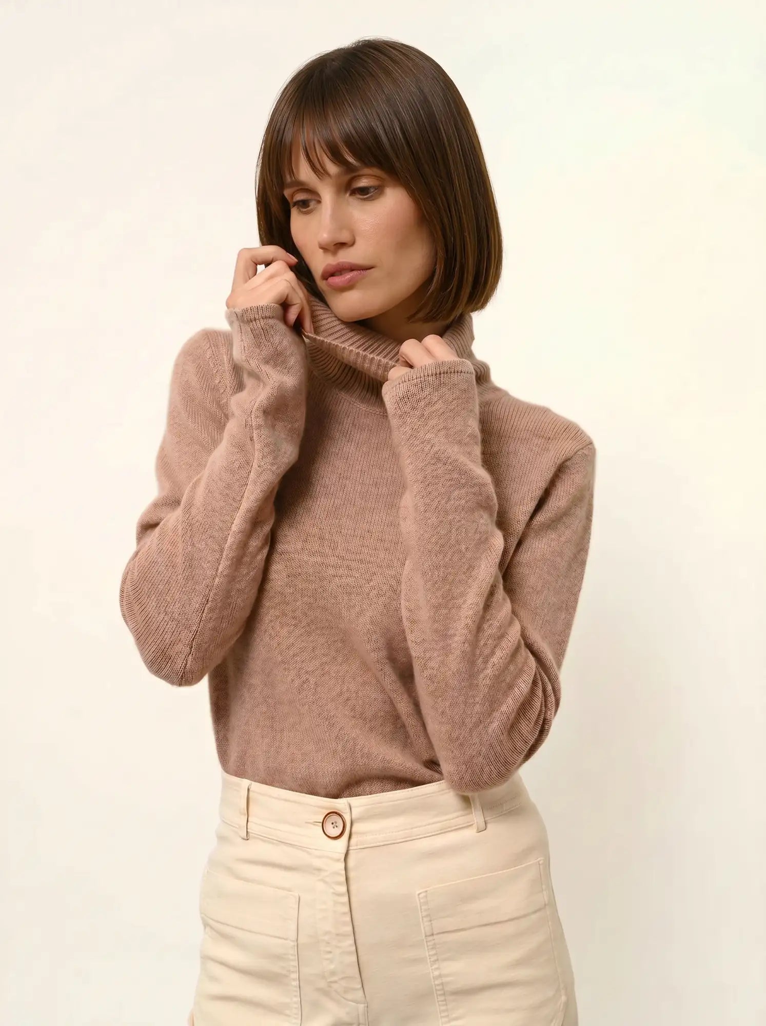 MATT pullover rollkragen 4-fädig camel meliert