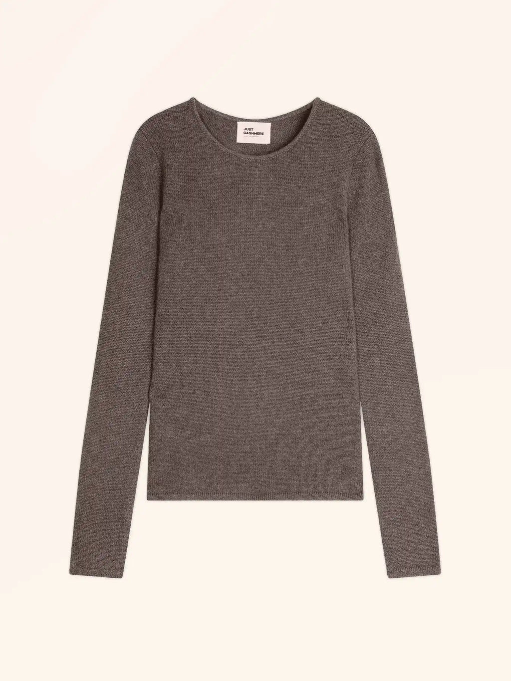 JOYCE pull col rond 4 fils taupe chiné