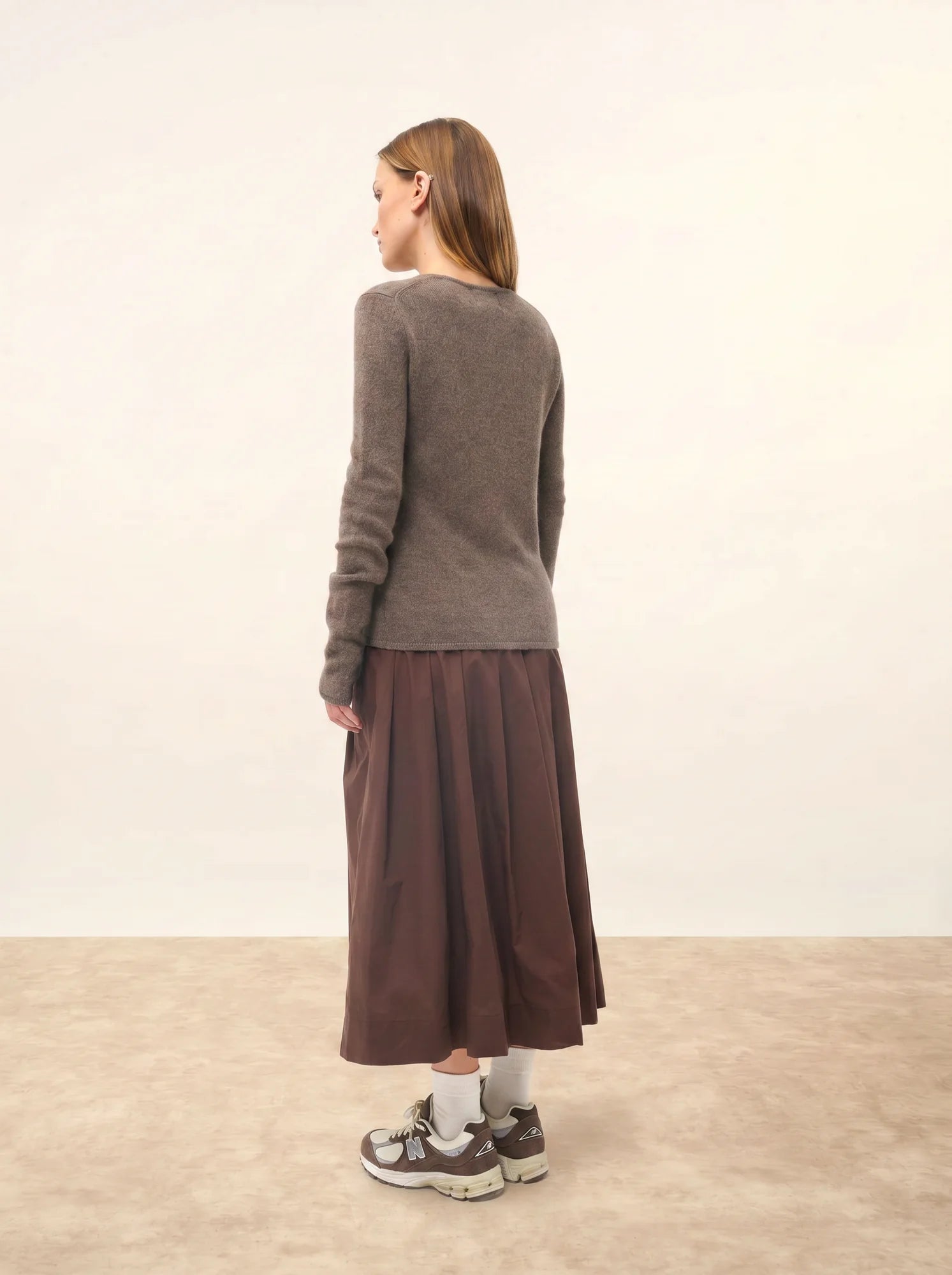 JOYCE pullover rundhalsausschnitt 4-fädig taupe meliert