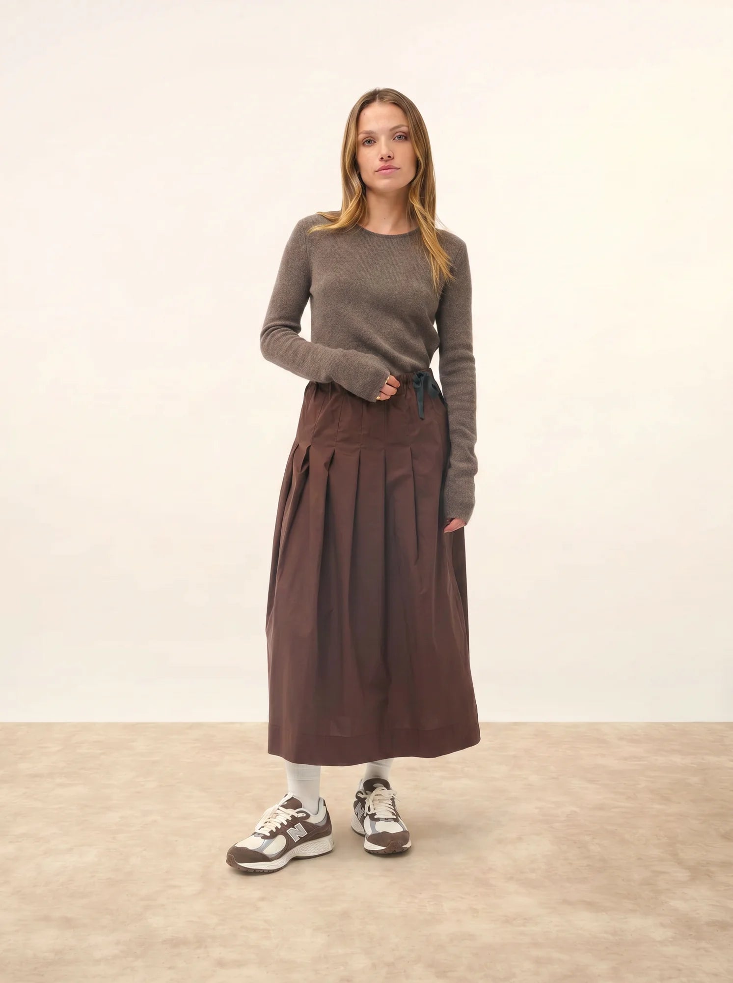 JOYCE pullover rundhalsausschnitt 4-fädig taupe meliert