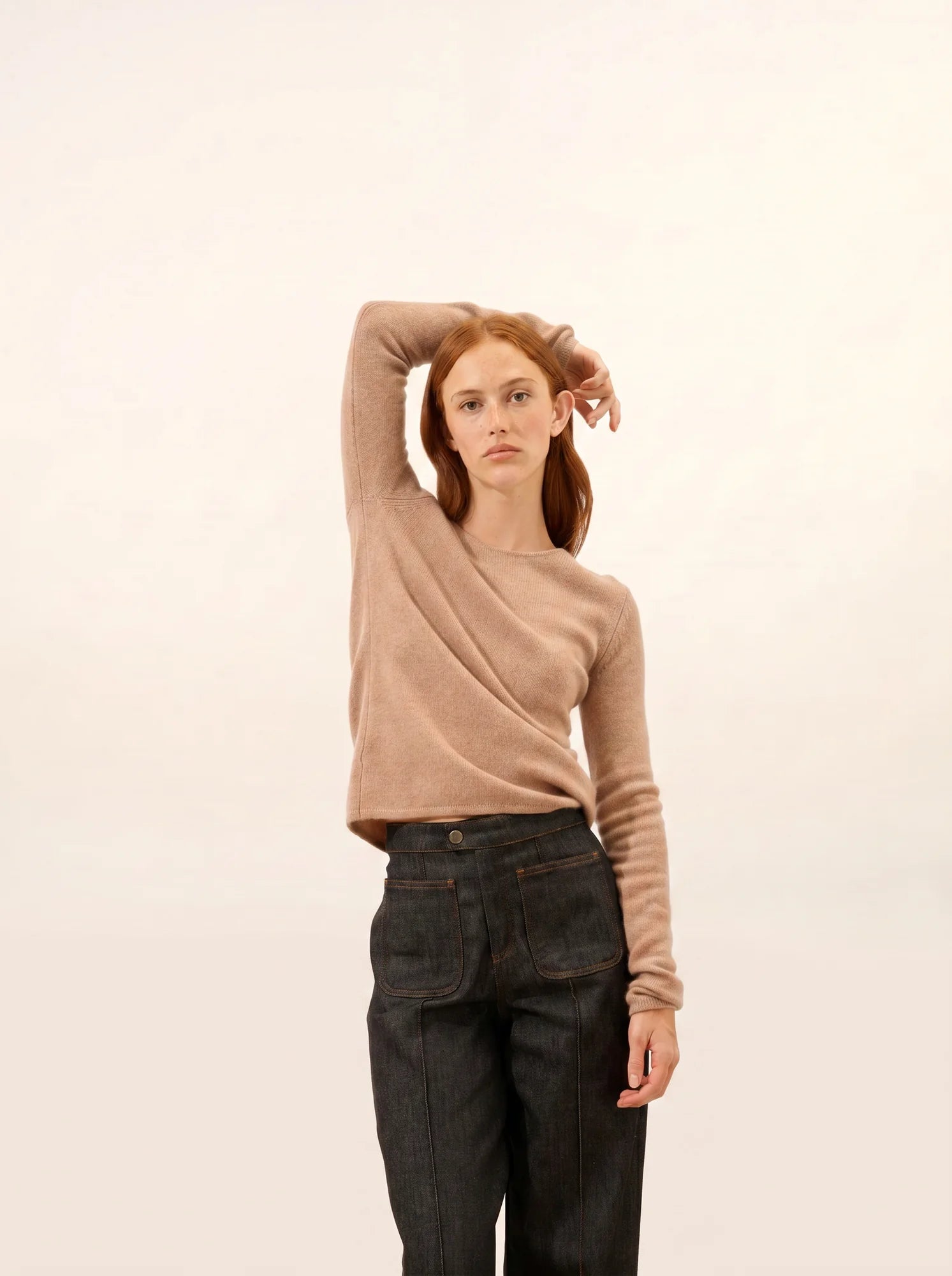 JOYCE pullover rundhalsausschnitt 4-fädig camel meliert