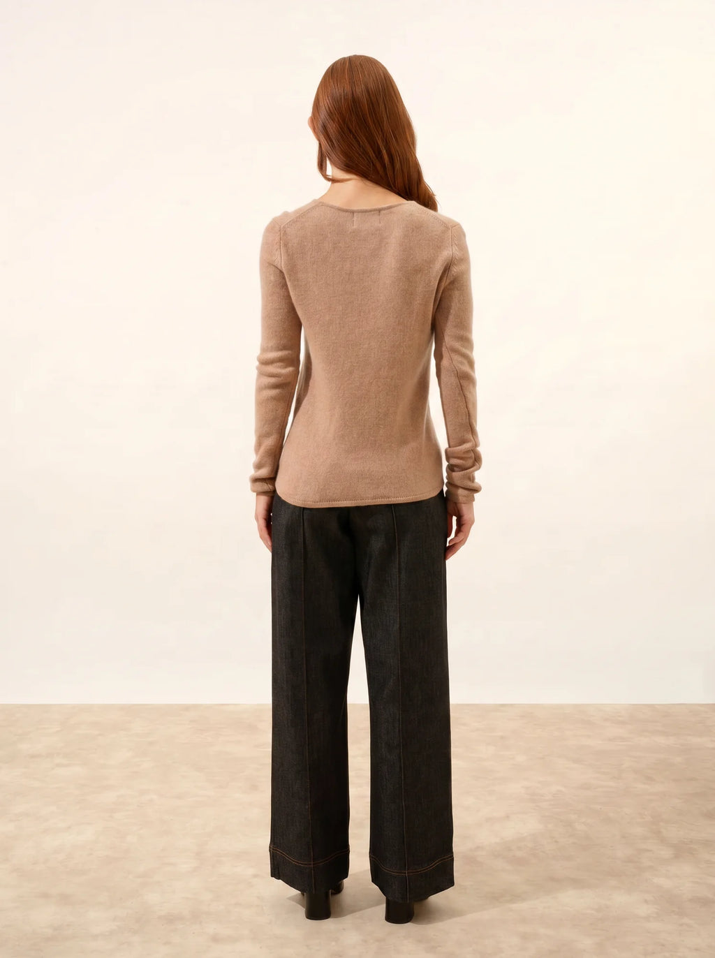 JOYCE pullover rundhalsausschnitt 4-fädig camel meliert