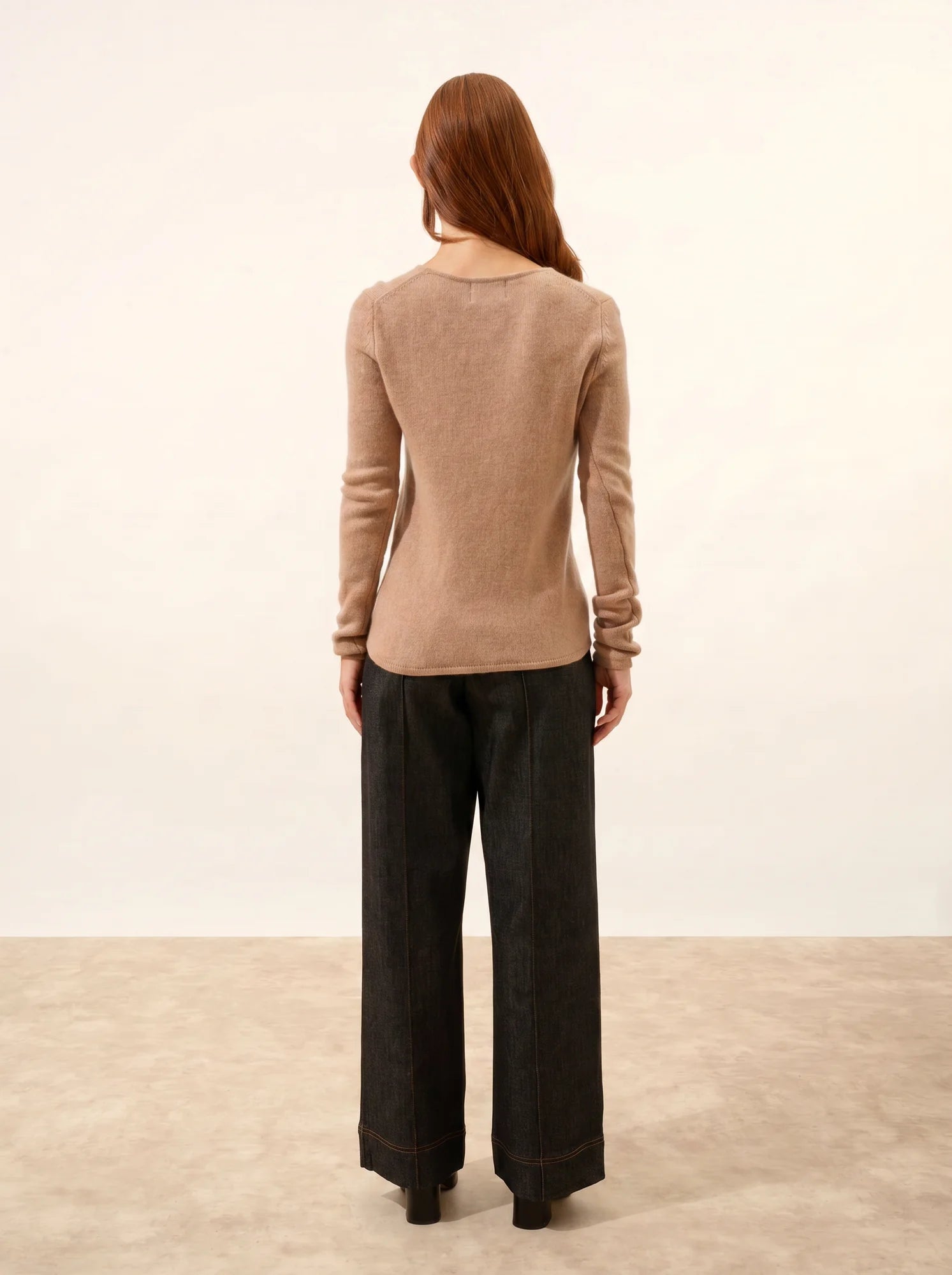 JOYCE pullover rundhalsausschnitt 4-fädig camel meliert