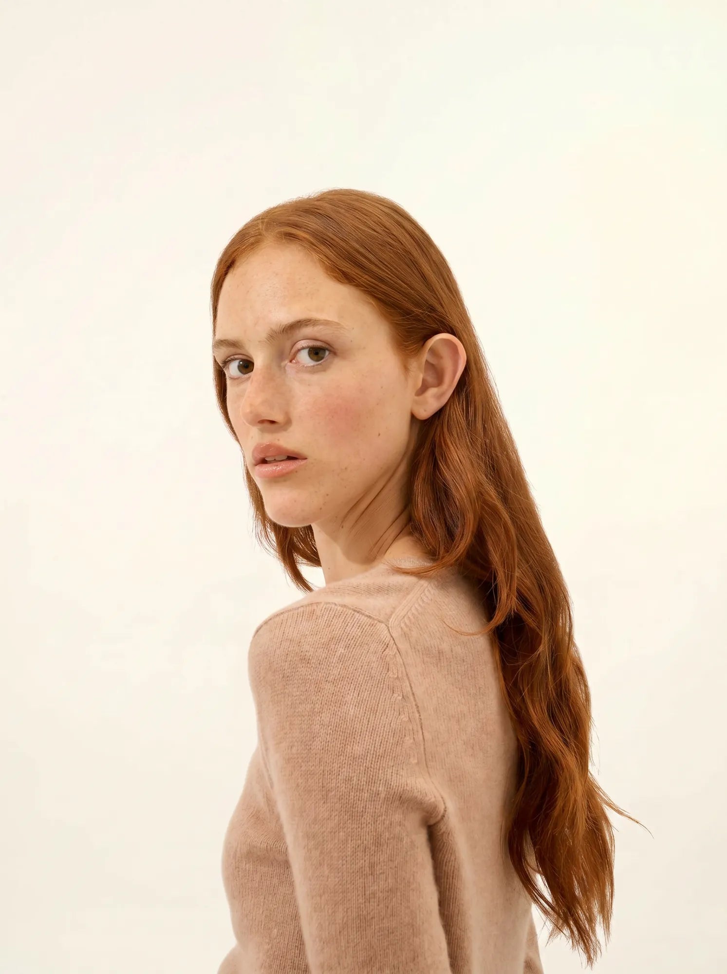 JOYCE pullover rundhalsausschnitt 4-fädig camel meliert