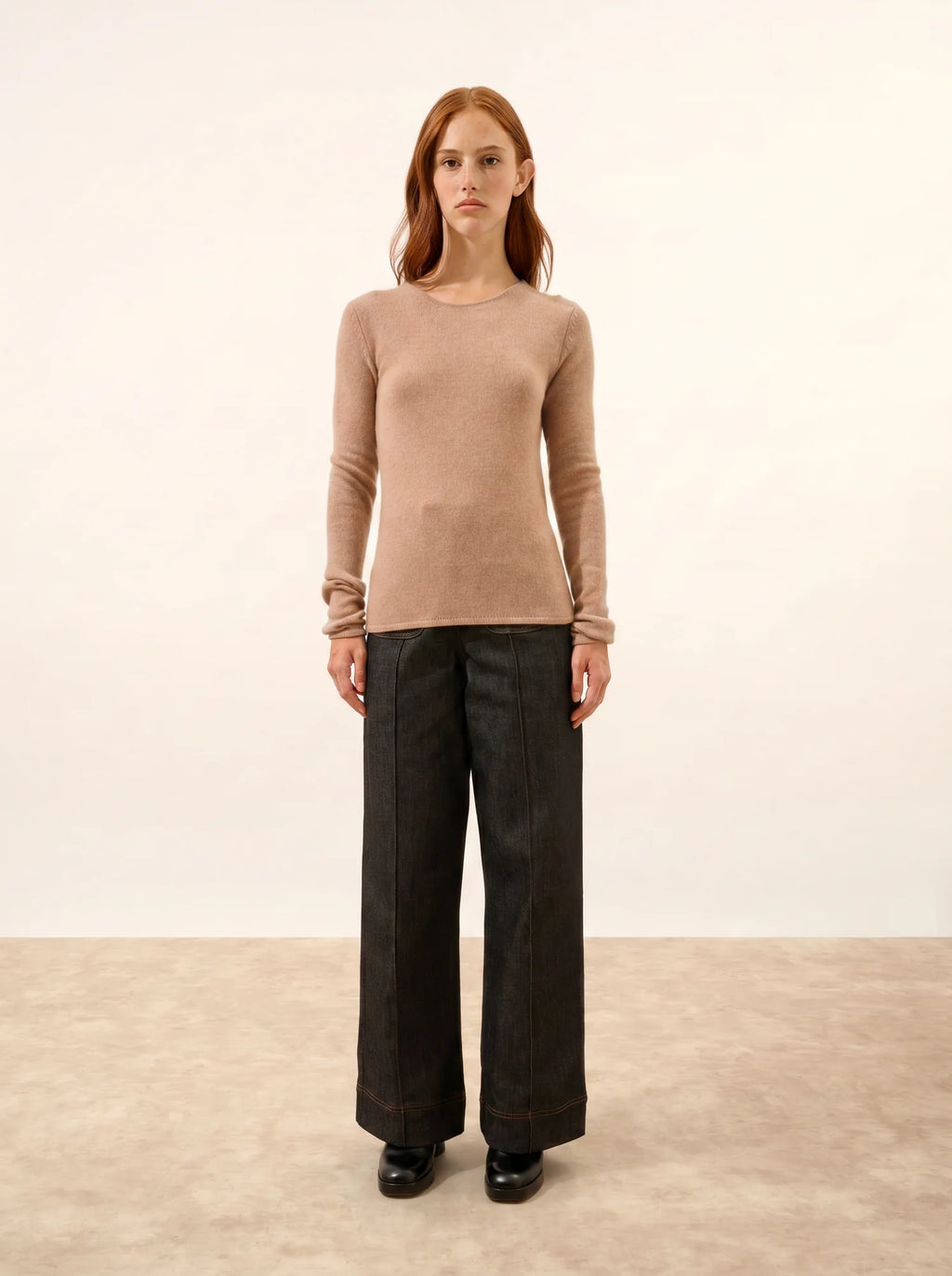 JOYCE pullover rundhalsausschnitt 4-fädig camel meliert