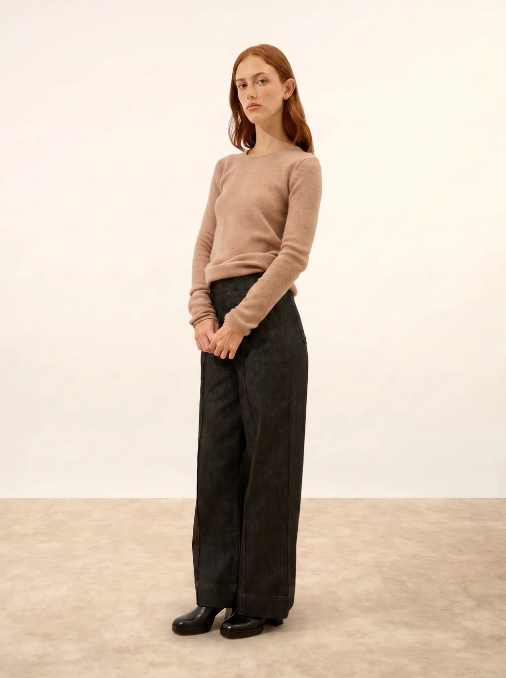 JOYCE pullover rundhalsausschnitt 4-fädig camel meliert