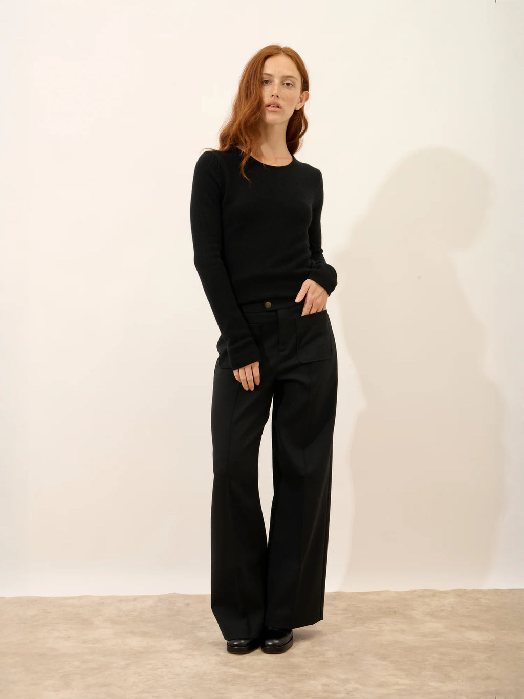 JOYCE pull col rond 4 fils noir