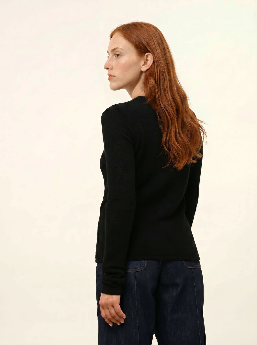 JOYCE pull col rond 4 fils noir