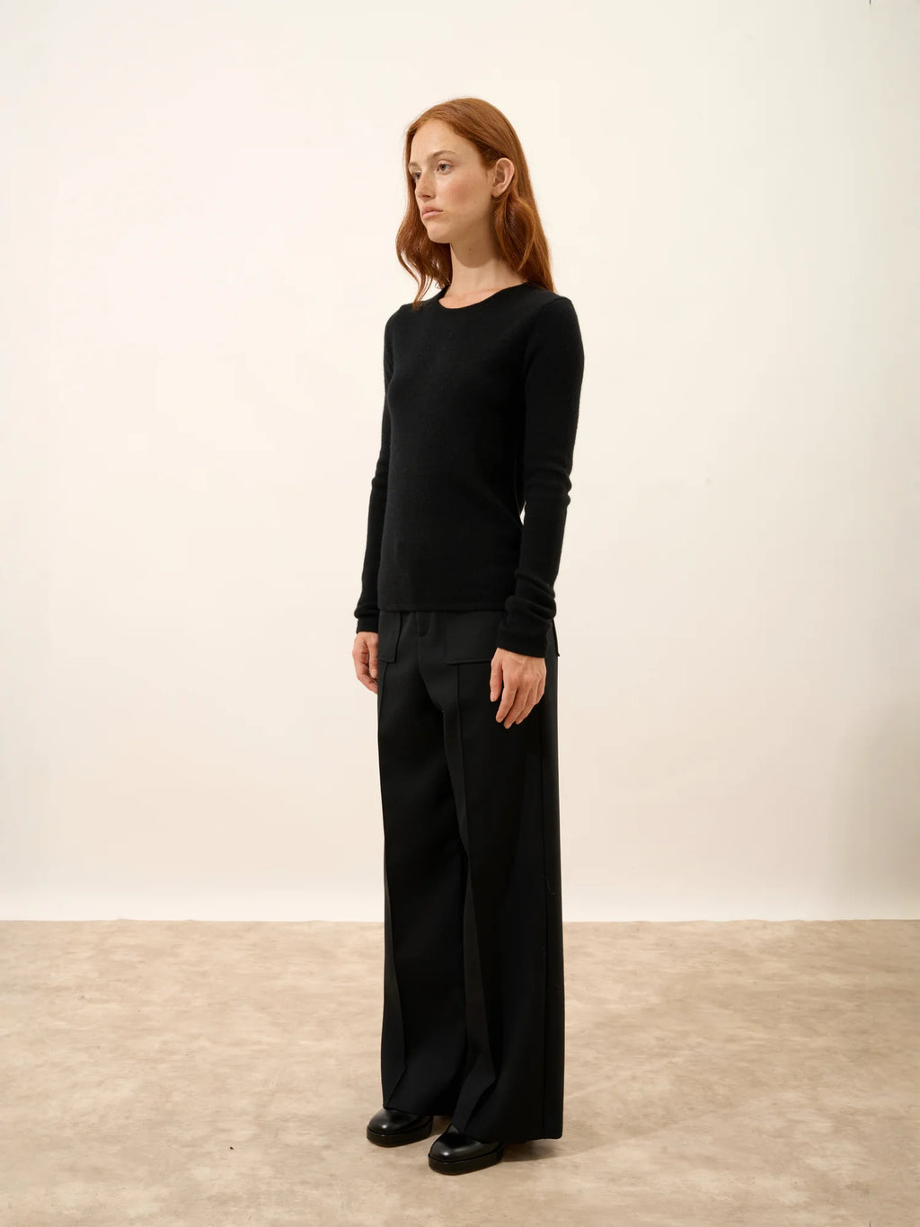 JOYCE pull col rond 4 fils noir