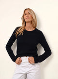 JOYCE pull col rond 4 fils bleu marine