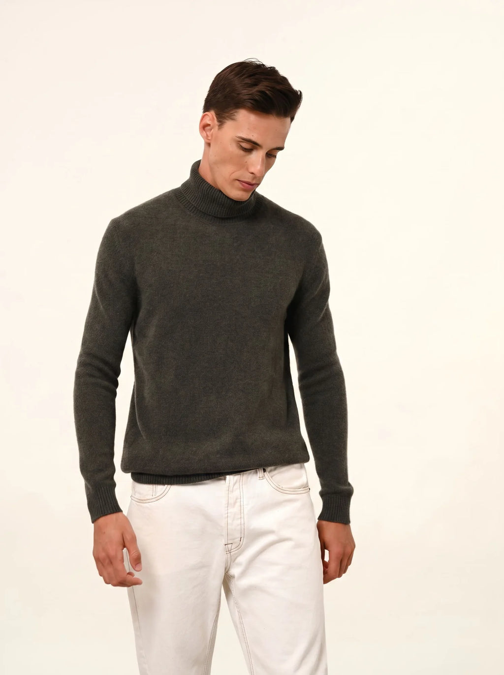 SACHA pullover rollkragen 4-fädig khaki meliert