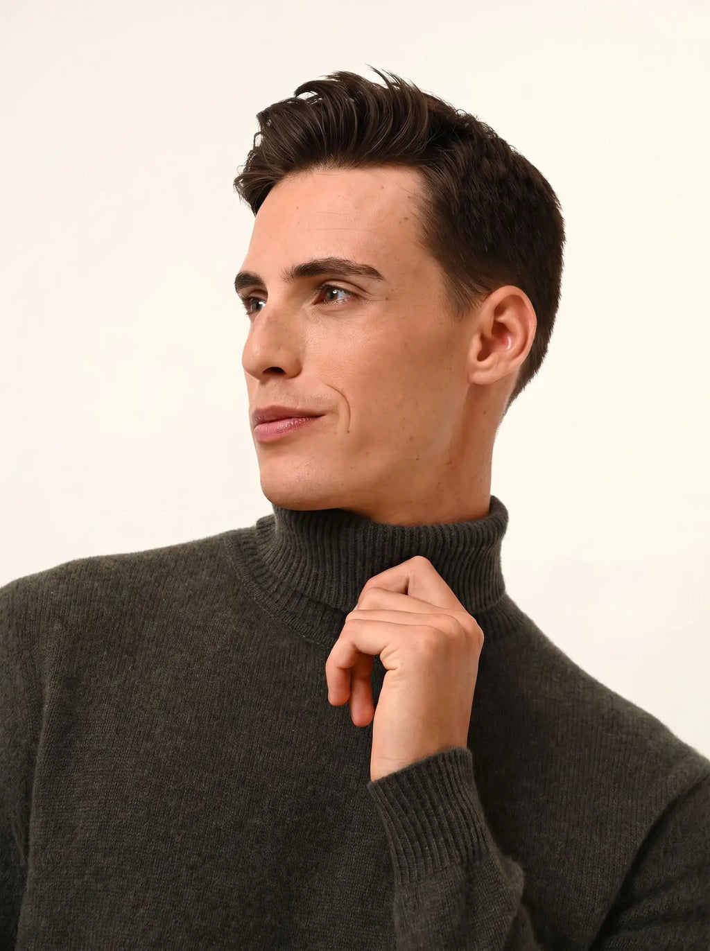 SACHA pullover rollkragen 4-fädig khaki meliert
