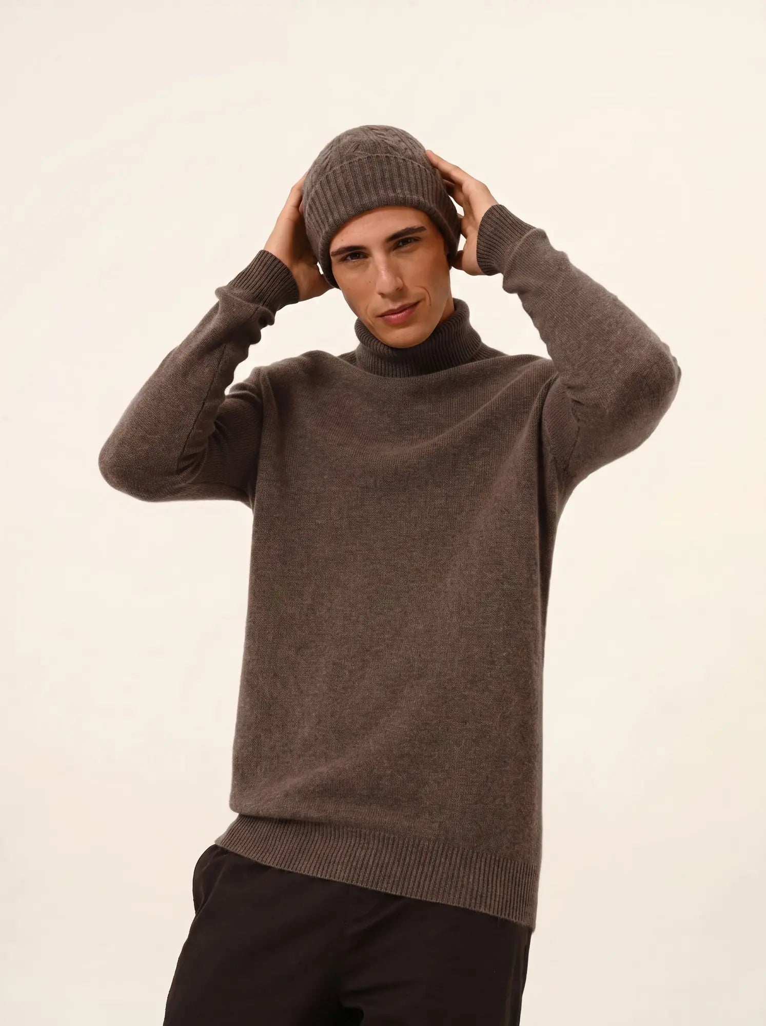 SACHA pullover rollkragen 4-fädig taupe meliert
