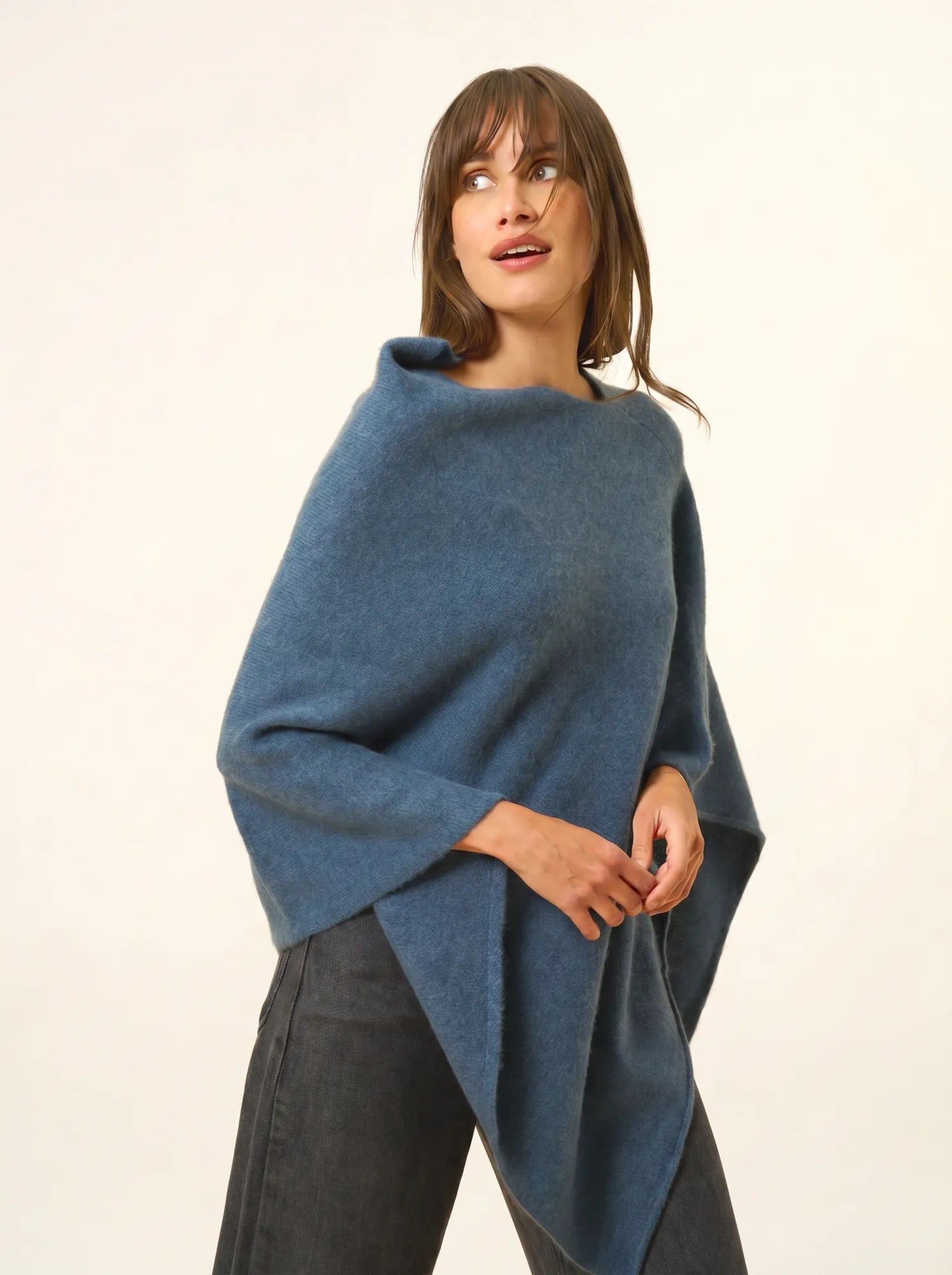 SALLY poncho 4-fädig grün petrol meliert