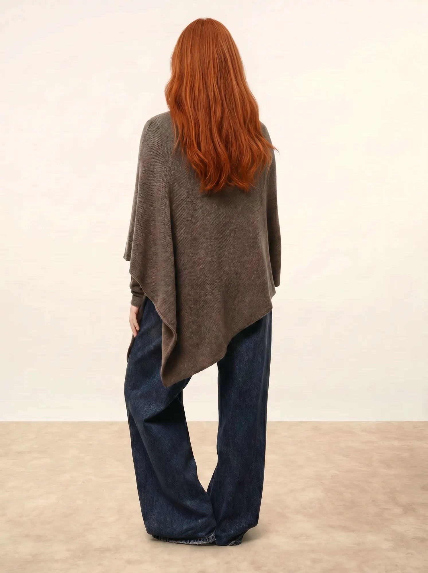 SALLY poncho 4-fädig taupe meliert