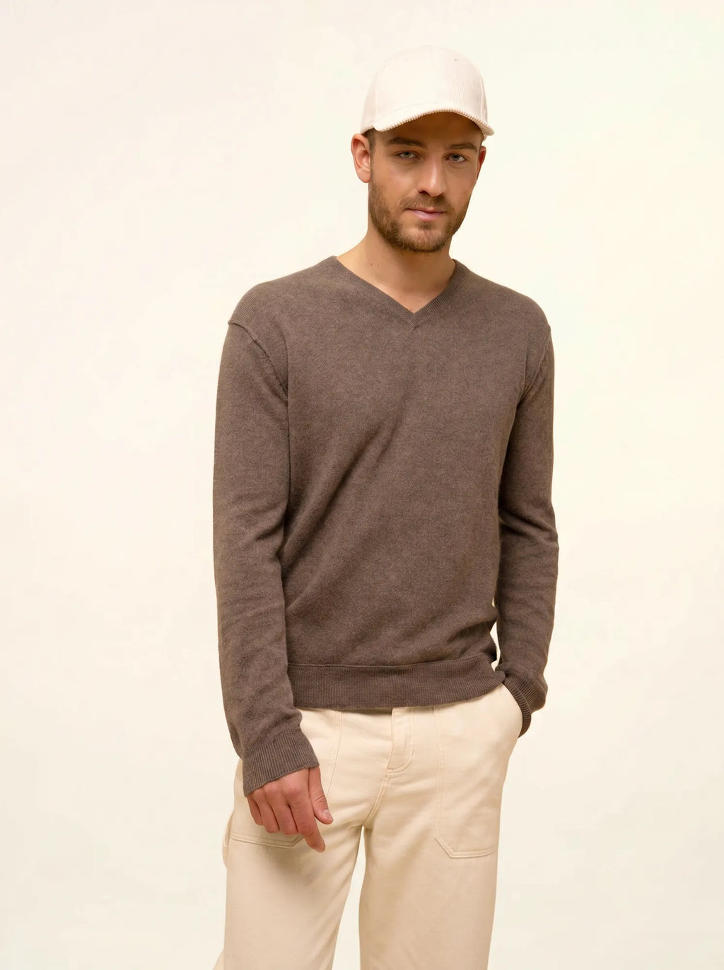 TOM pullover v-ausschnitt taupe meliert