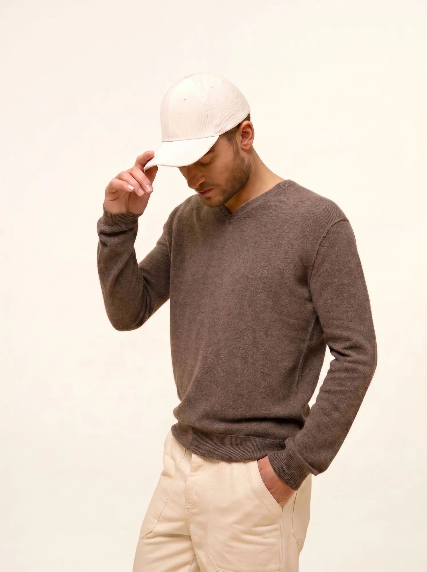 TOM pullover v-ausschnitt taupe meliert