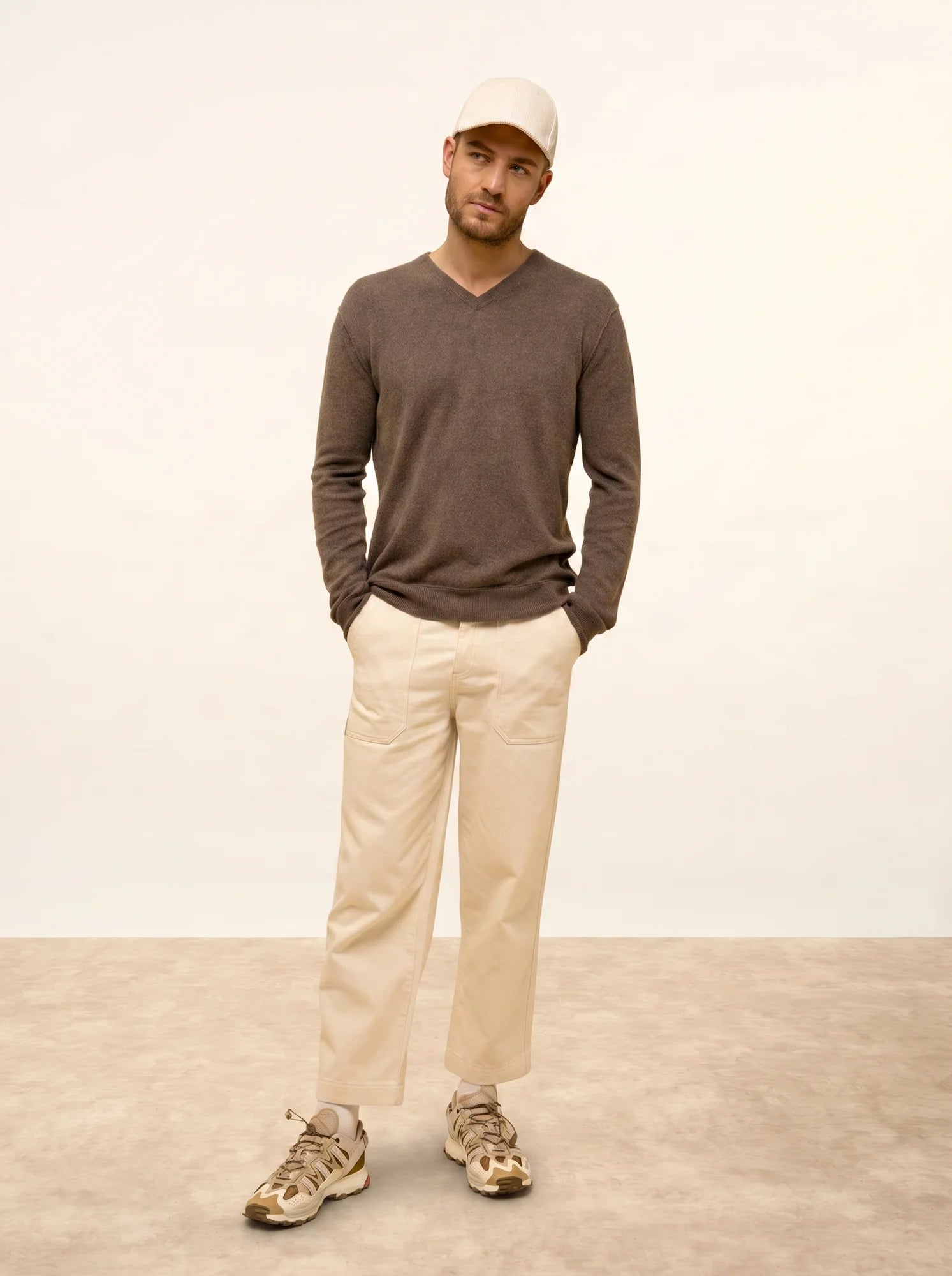 TOM pullover v-ausschnitt taupe meliert