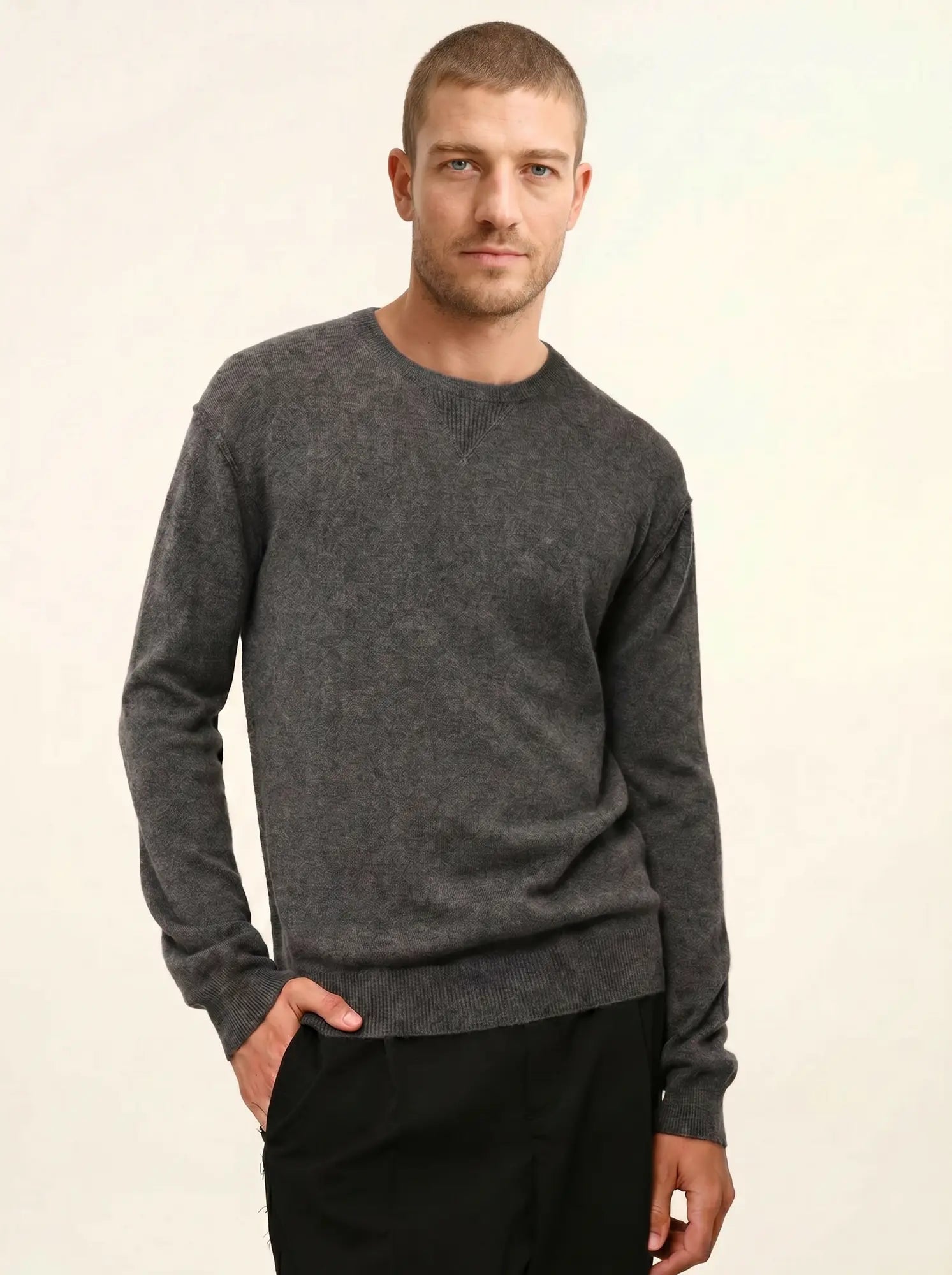 NOE pullover rundhalsausschnitt anthrazit meliert