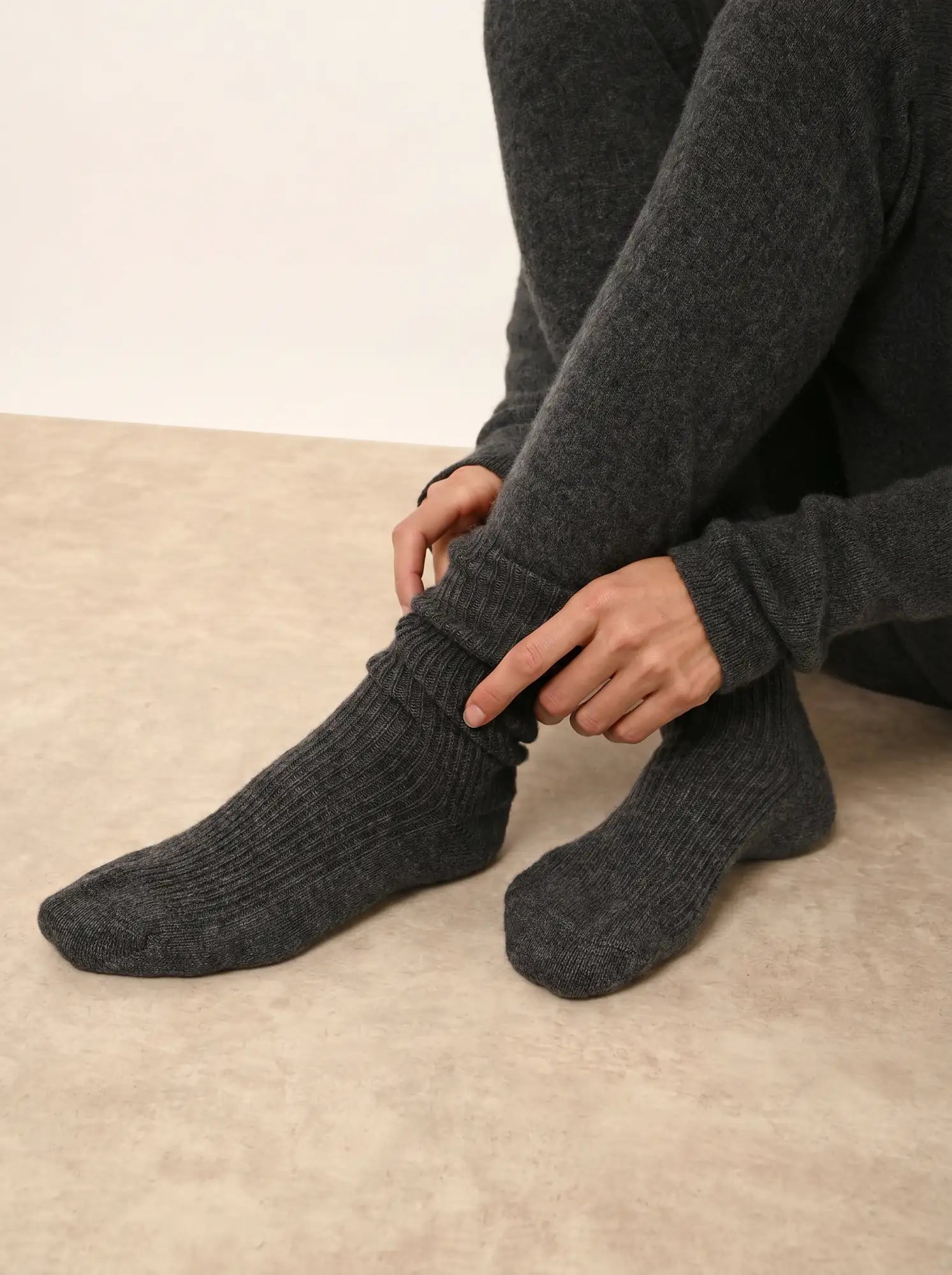 DAYAYA chaussettes 4 fils anthracite chiné